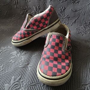 Toddler VANS Checkered Slip-On Shoes - Pink and Black